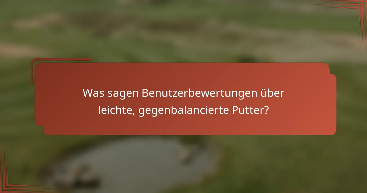 Was sagen Benutzerbewertungen über leichte, gegenbalancierte Putter?