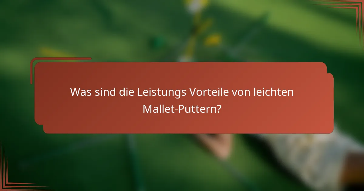Was sind die Leistungs Vorteile von leichten Mallet-Puttern?