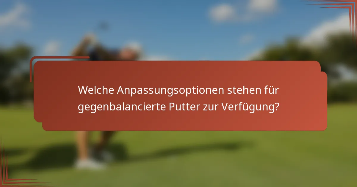 Welche Anpassungsoptionen stehen für gegenbalancierte Putter zur Verfügung?