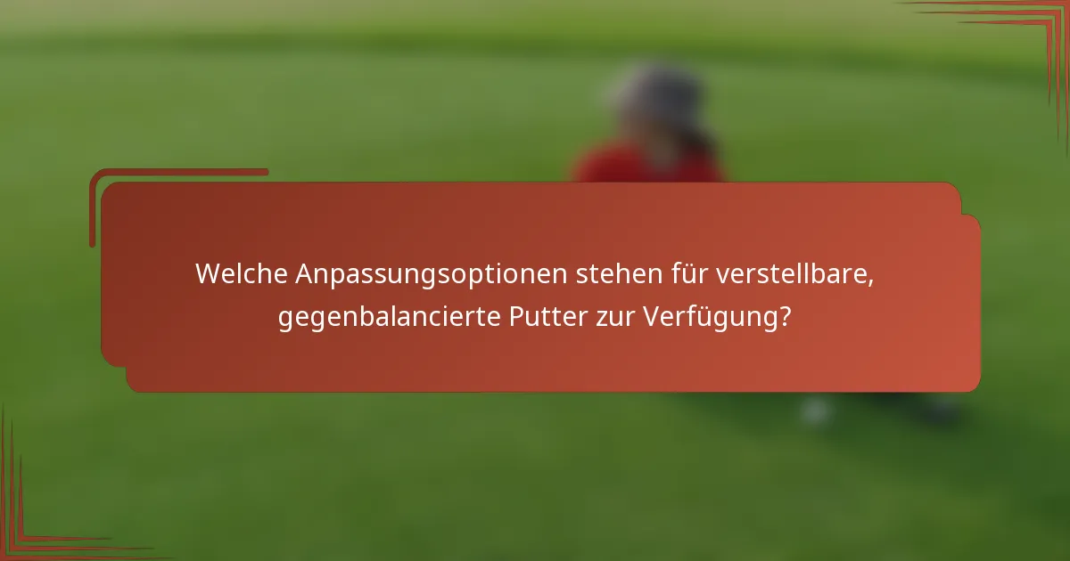 Welche Anpassungsoptionen stehen für verstellbare, gegenbalancierte Putter zur Verfügung?