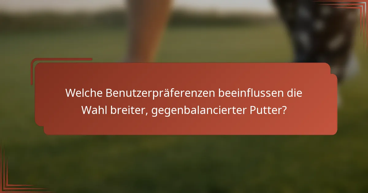 Welche Benutzerpräferenzen beeinflussen die Wahl breiter, gegenbalancierter Putter?
