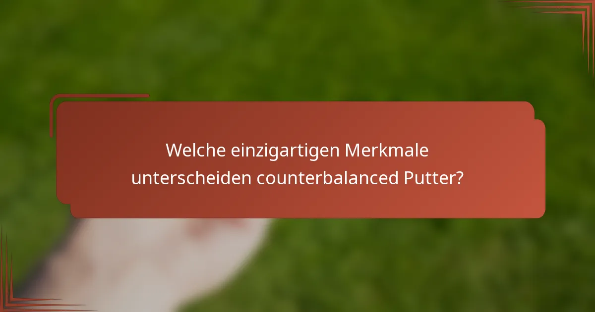 Welche einzigartigen Merkmale unterscheiden counterbalanced Putter?