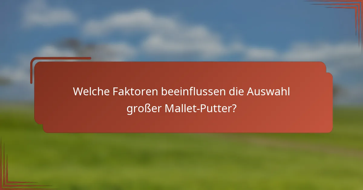 Welche Faktoren beeinflussen die Auswahl großer Mallet-Putter?