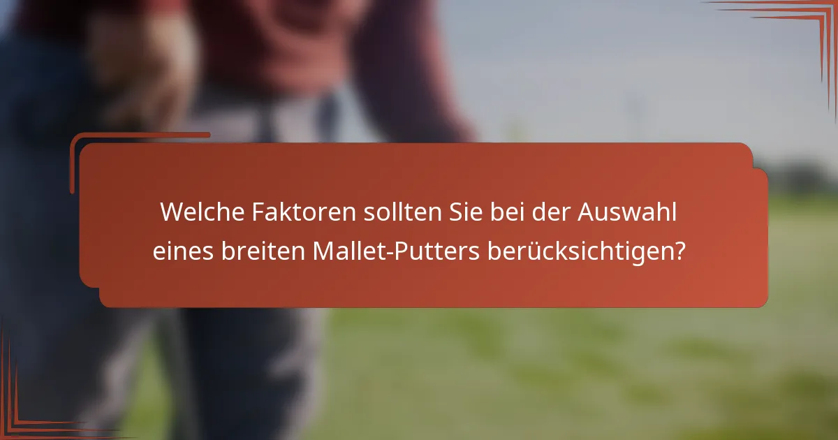 Welche Faktoren sollten Sie bei der Auswahl eines breiten Mallet-Putters berücksichtigen?