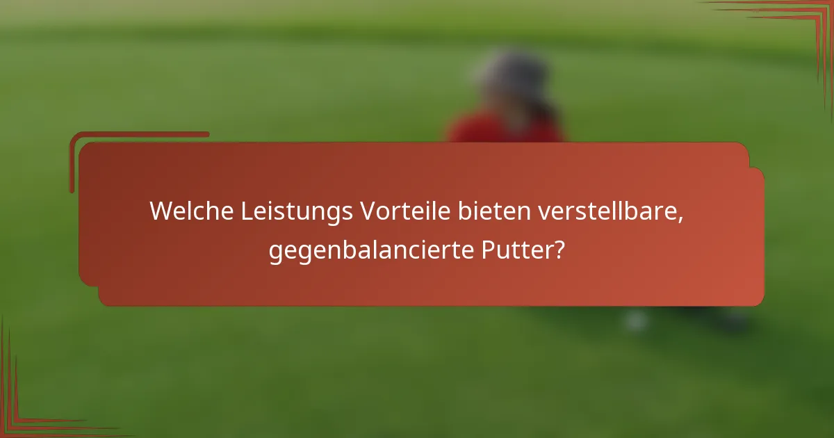 Welche Leistungs Vorteile bieten verstellbare, gegenbalancierte Putter?