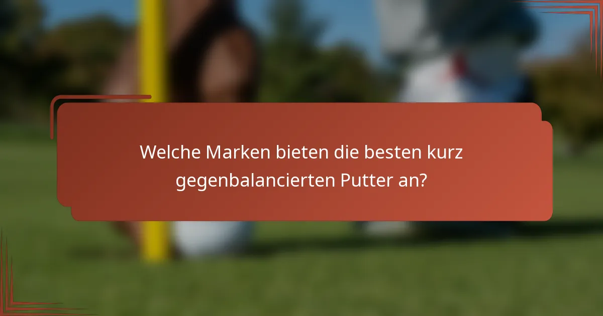Welche Marken bieten die besten kurz gegenbalancierten Putter an?