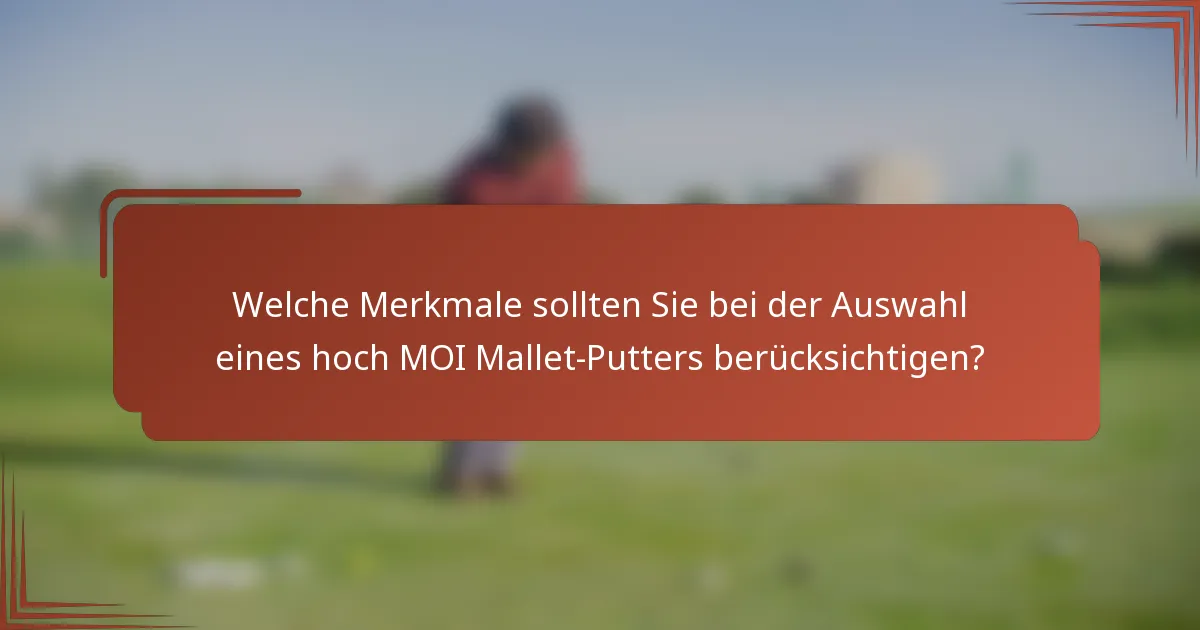 Welche Merkmale sollten Sie bei der Auswahl eines hoch MOI Mallet-Putters berücksichtigen?