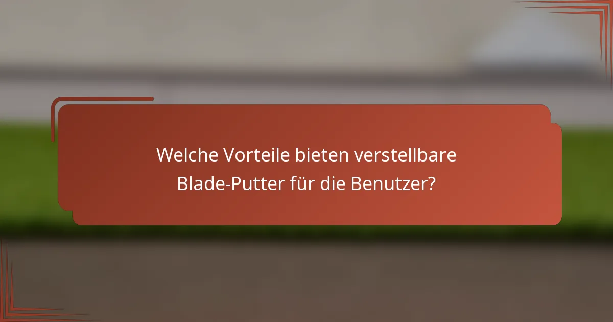 Welche Vorteile bieten verstellbare Blade-Putter für die Benutzer?