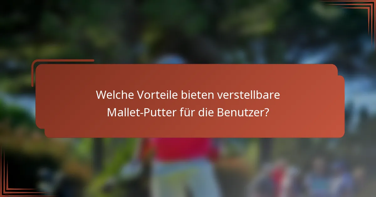 Welche Vorteile bieten verstellbare Mallet-Putter für die Benutzer?