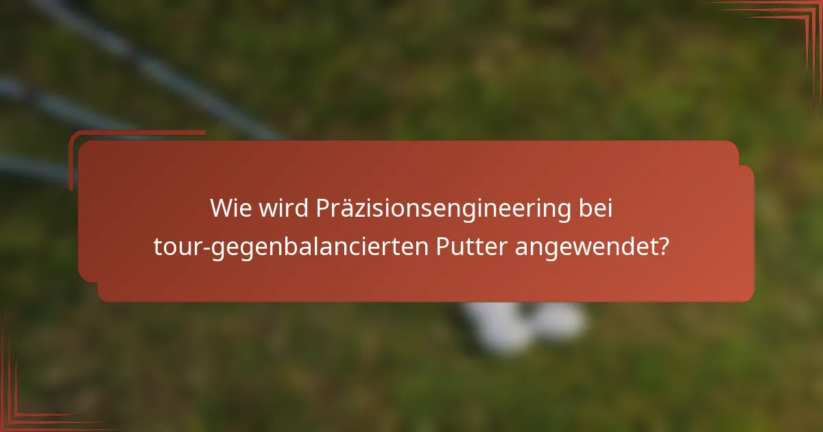 Wie wird Präzisionsengineering bei tour-gegenbalancierten Putter angewendet?