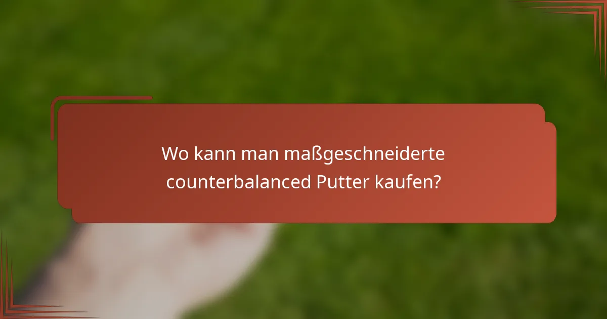 Wo kann man maßgeschneiderte counterbalanced Putter kaufen?